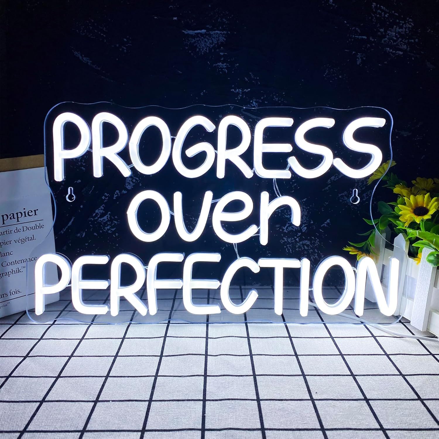 Home Gym Neon Sign - Panneau néon LED « Progress Over