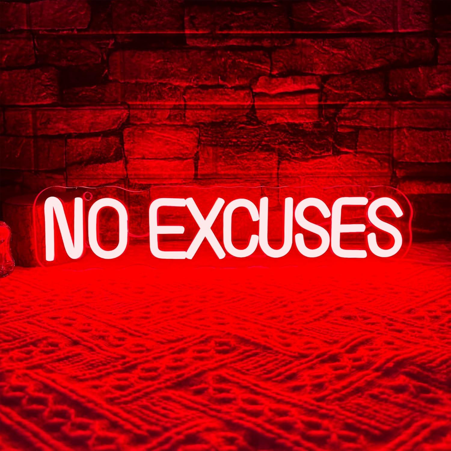 Home Gym Neon Sign - Enseigne néon « Pas d'excuses »